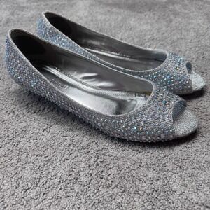 Michaelangelo Women's 8.5 David Bridal Flats Silver Bedazzled